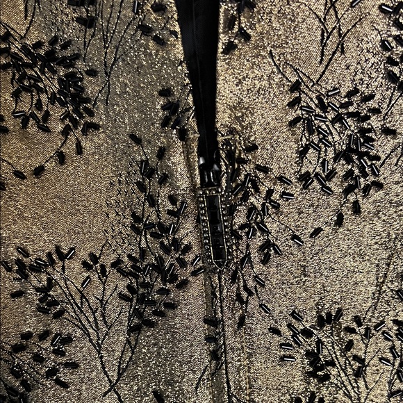 Carmen Marc Valvo Gold and Black Beaded Sleeveless Top Vest S/M - Picture 3 of 9